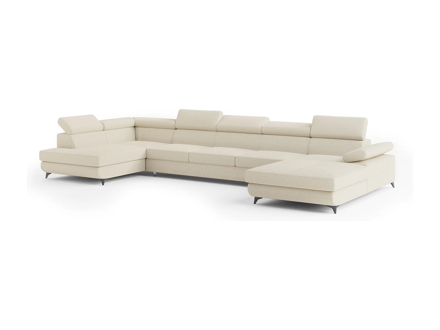 Hoekbank MONTIVA van fluweel met slaapfunctie Creme