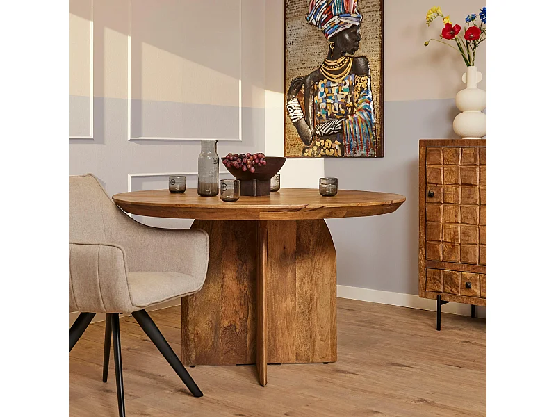 Table ronde vintage en bois Ø130 cm CALDERA