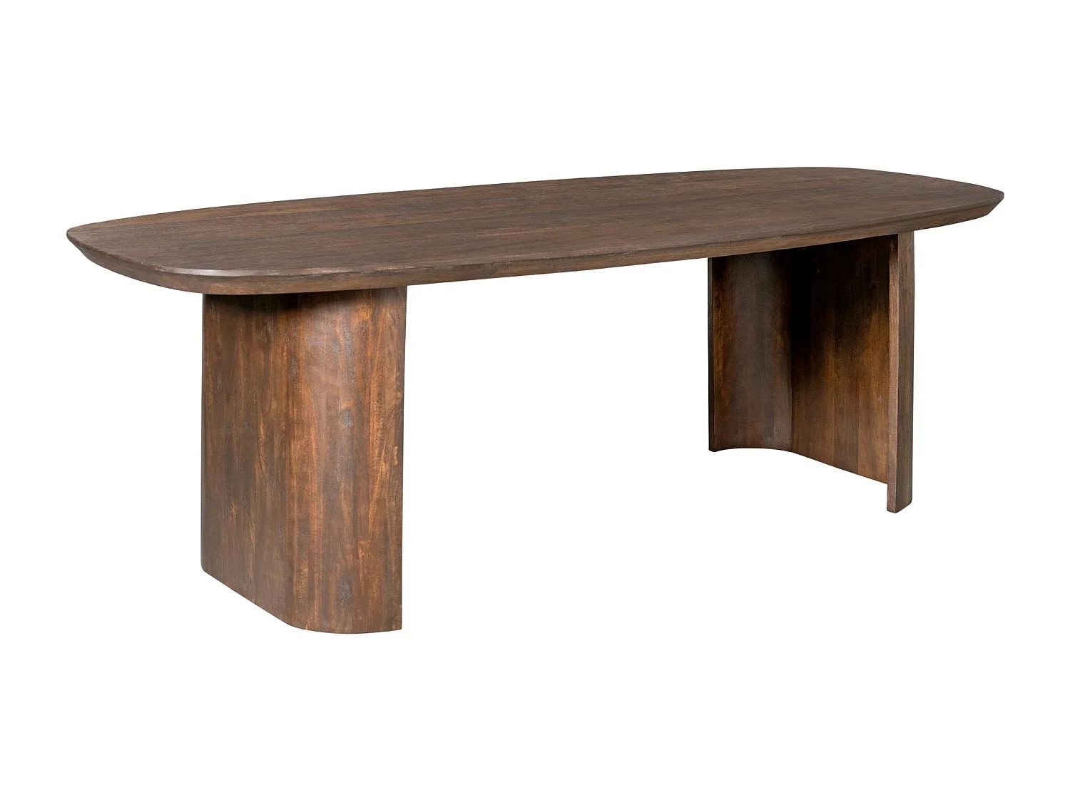 Table à manger ovale bois foncé pieds courbes 200 cm ALMA