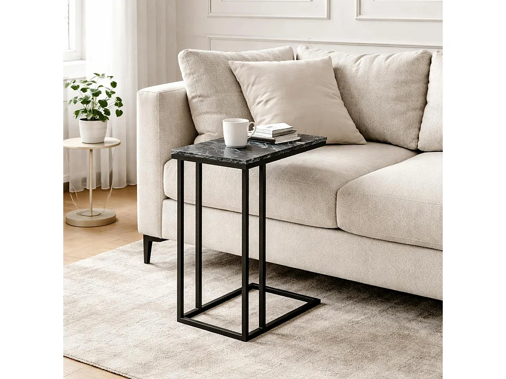 Table d'appoint marbre noir pour ordinateur DUOMO