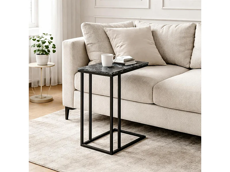 Table d'appoint marbre noir pour ordinateur DUOMO