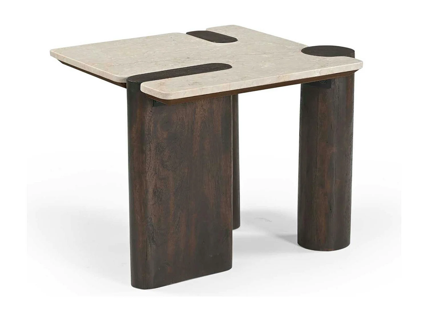 Table d'appoint marbre et bois style puzzle DUOMO