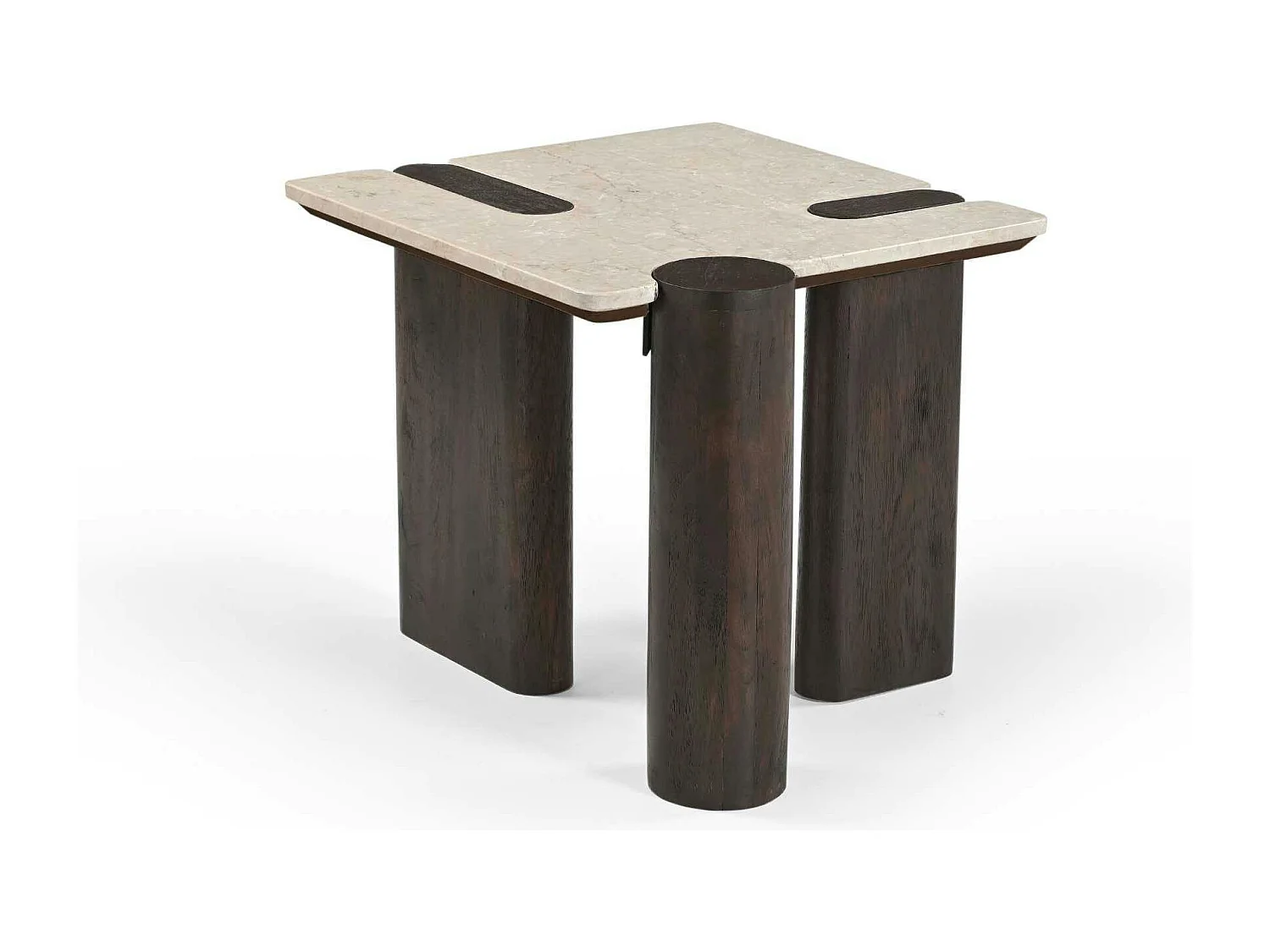 Table d'appoint marbre et bois style puzzle DUOMO