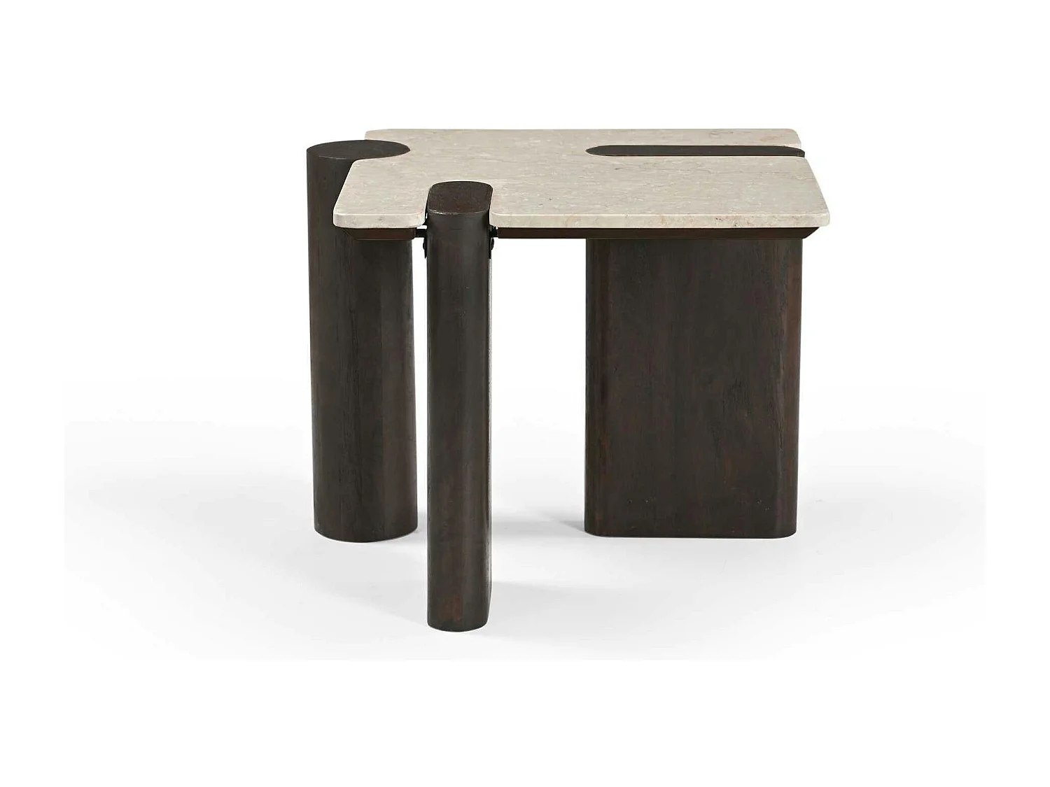 Table d'appoint marbre et bois style puzzle DUOMO