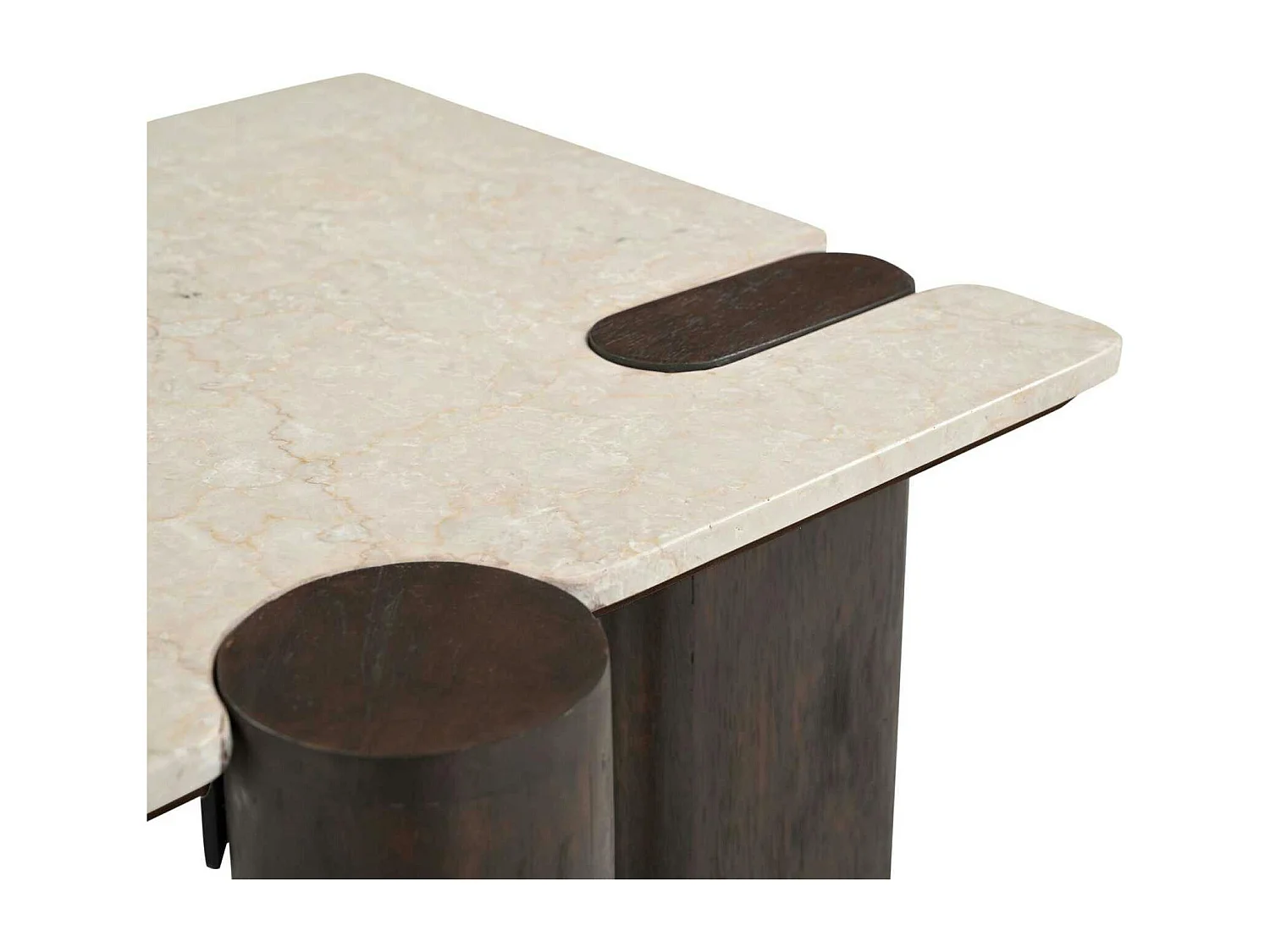 Table d'appoint marbre et bois style puzzle DUOMO