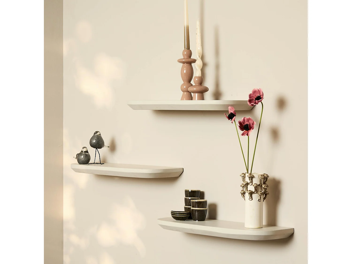 Etagère murale en bois sable 60 cm (lot de 3) ALMA