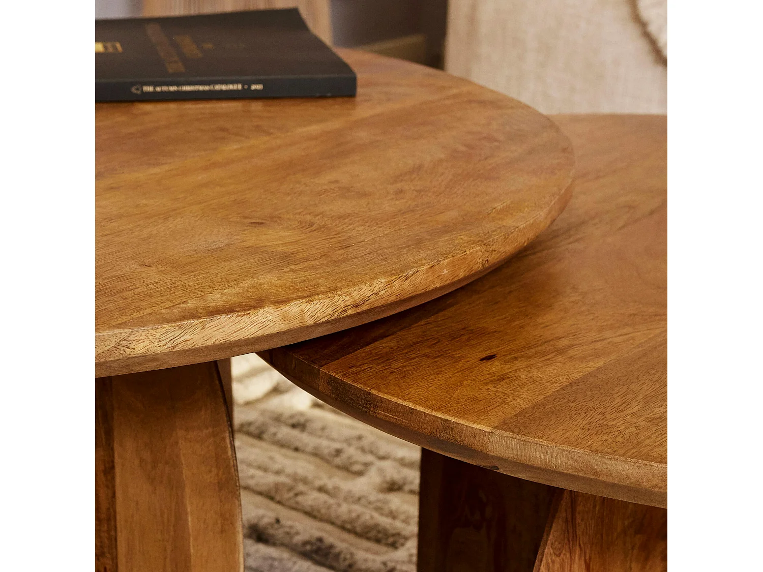 Table basse vintage en bois Ø70 cm CALDERA