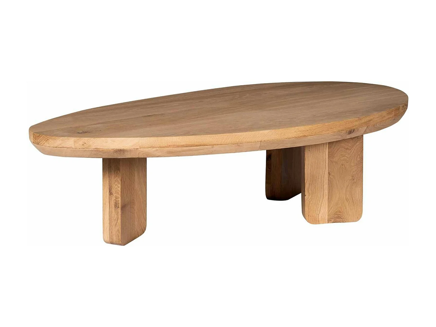 Table basse galet en bois clair à pieds larges LEXTON