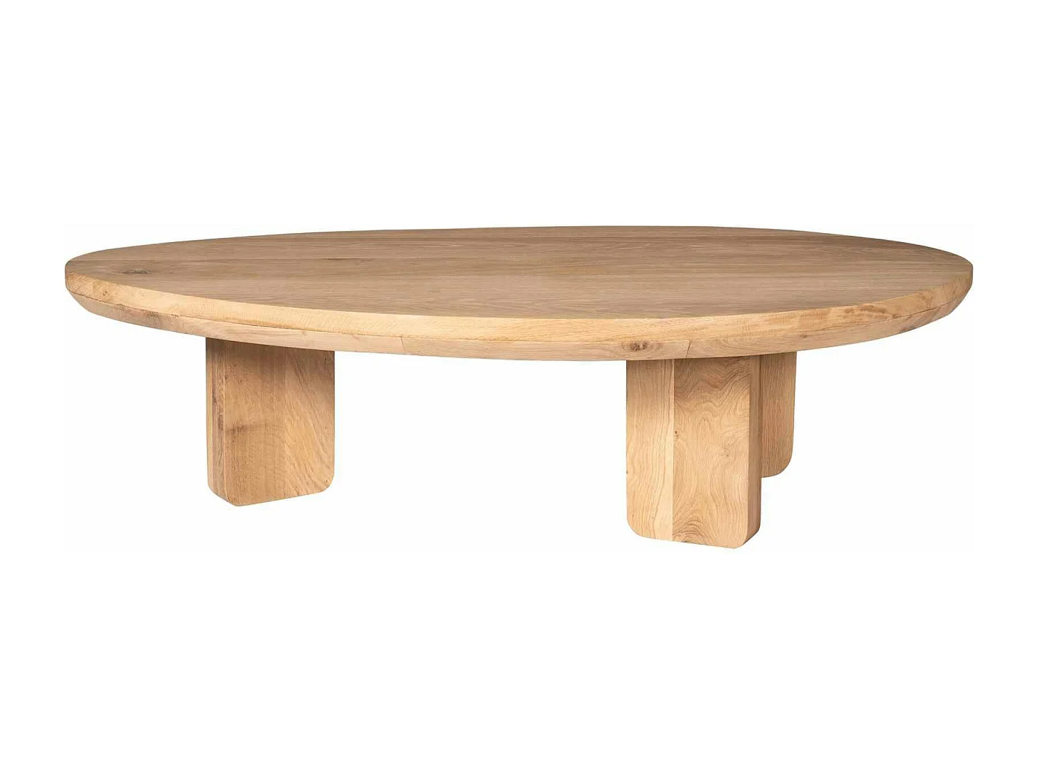 Table basse galet en bois clair à pieds larges LEXTON