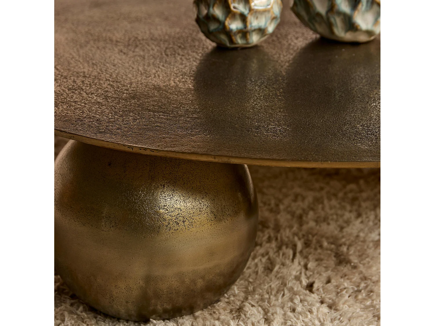 Table basse ronde vintage à pieds boules Ø90 cm KANO