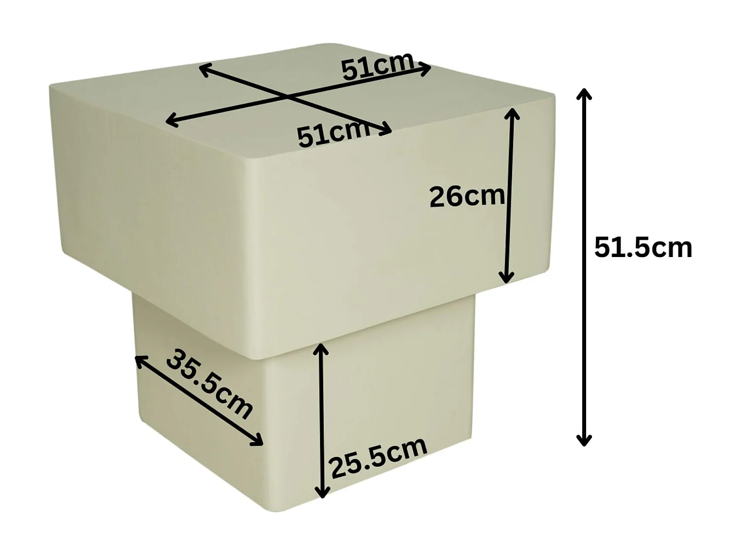 Table basse cube en bois sable à pied central ALMA