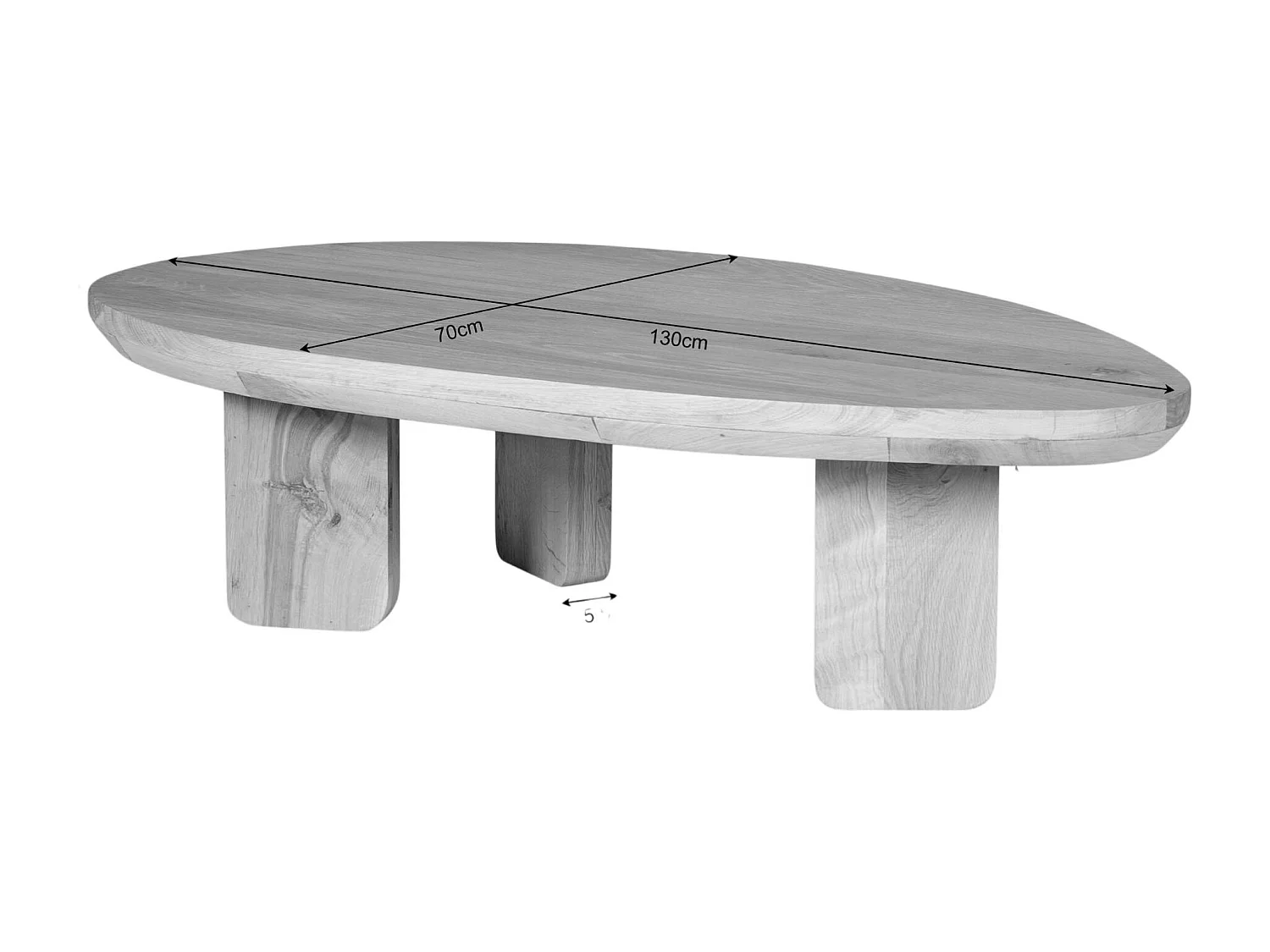 Table basse galet en bois foncé à pieds larges LEXTON