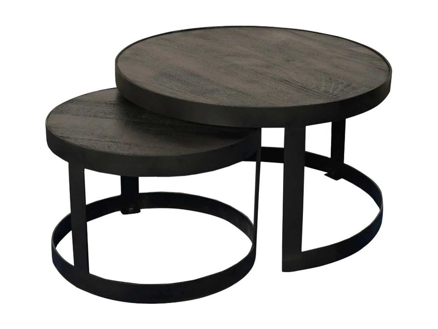 Table basse gigogne bois noir à rebord épais (lot de 2) ALMA
