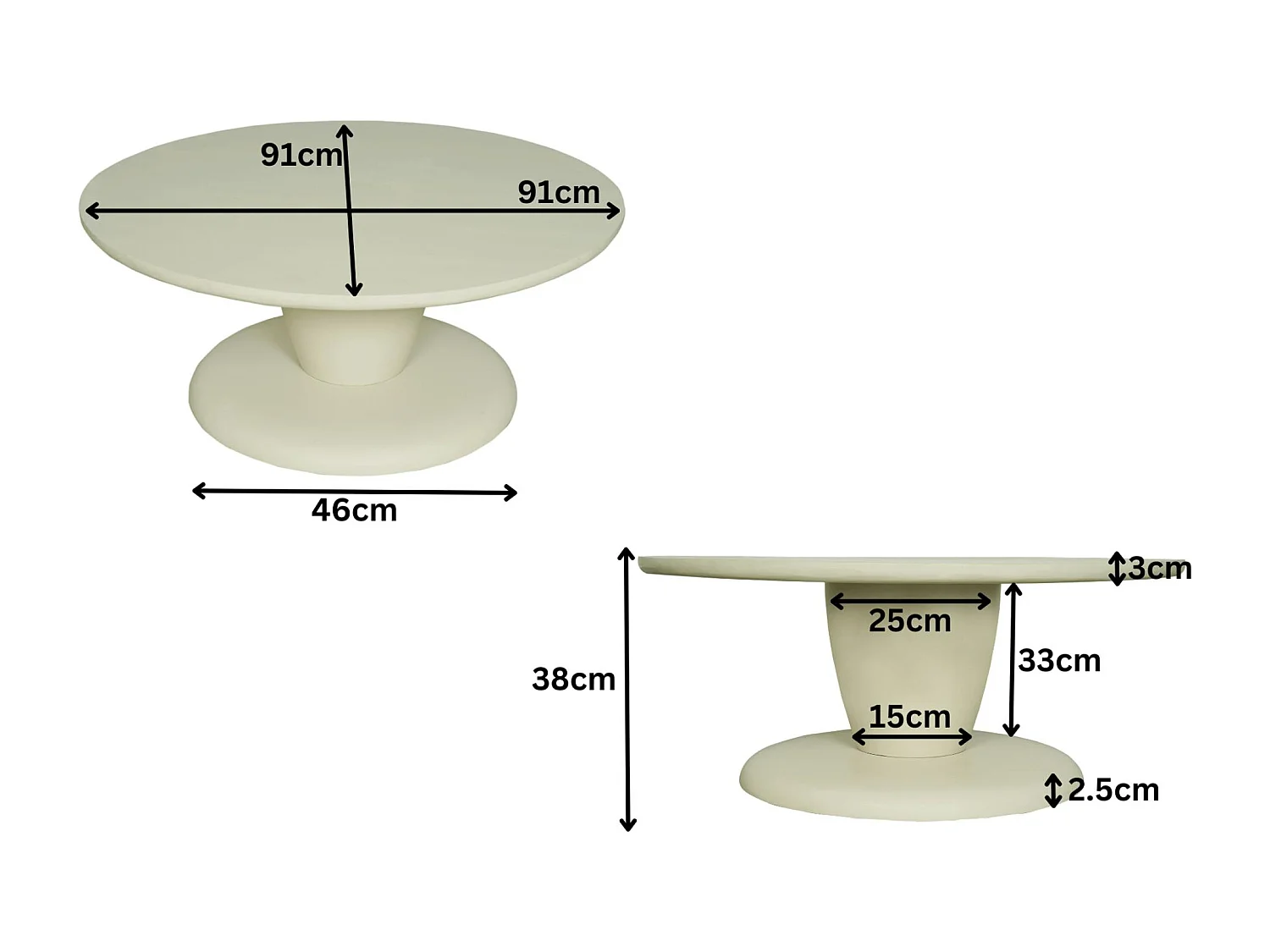 Table basse ronde en bois sable à pied central ALMA