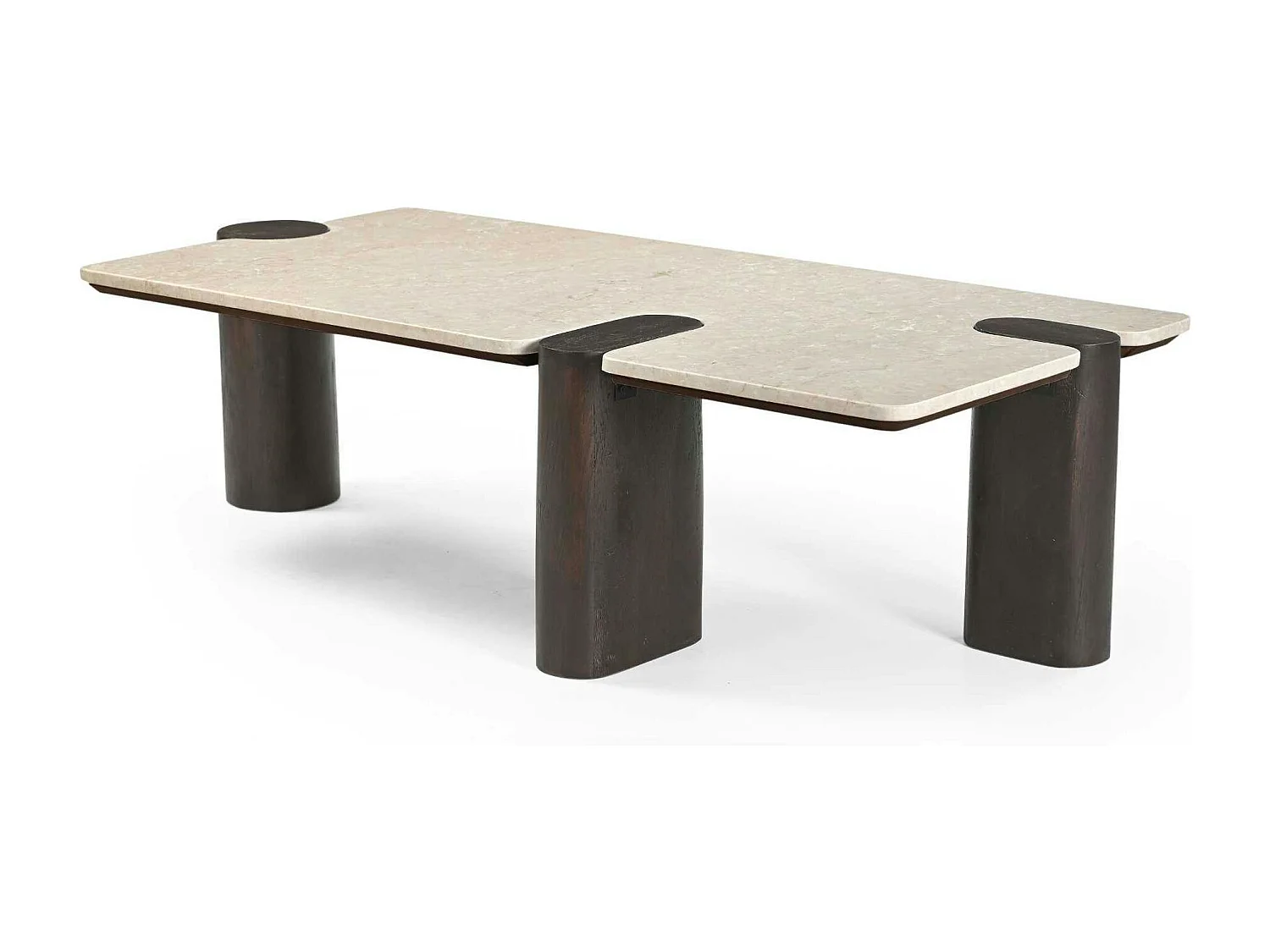 Table basse marbre et bois style puzzle DUOMO