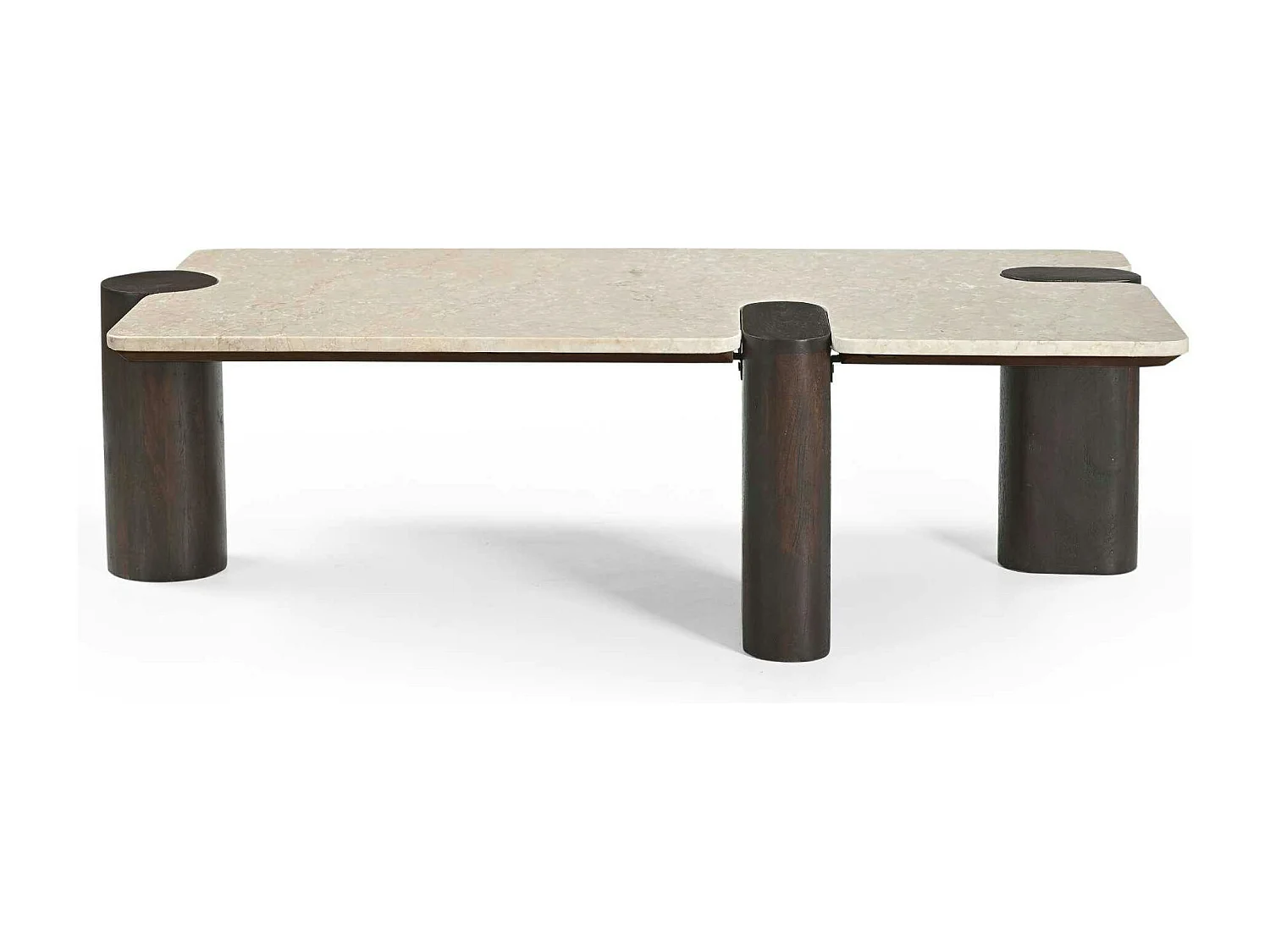 Table basse marbre et bois style puzzle DUOMO