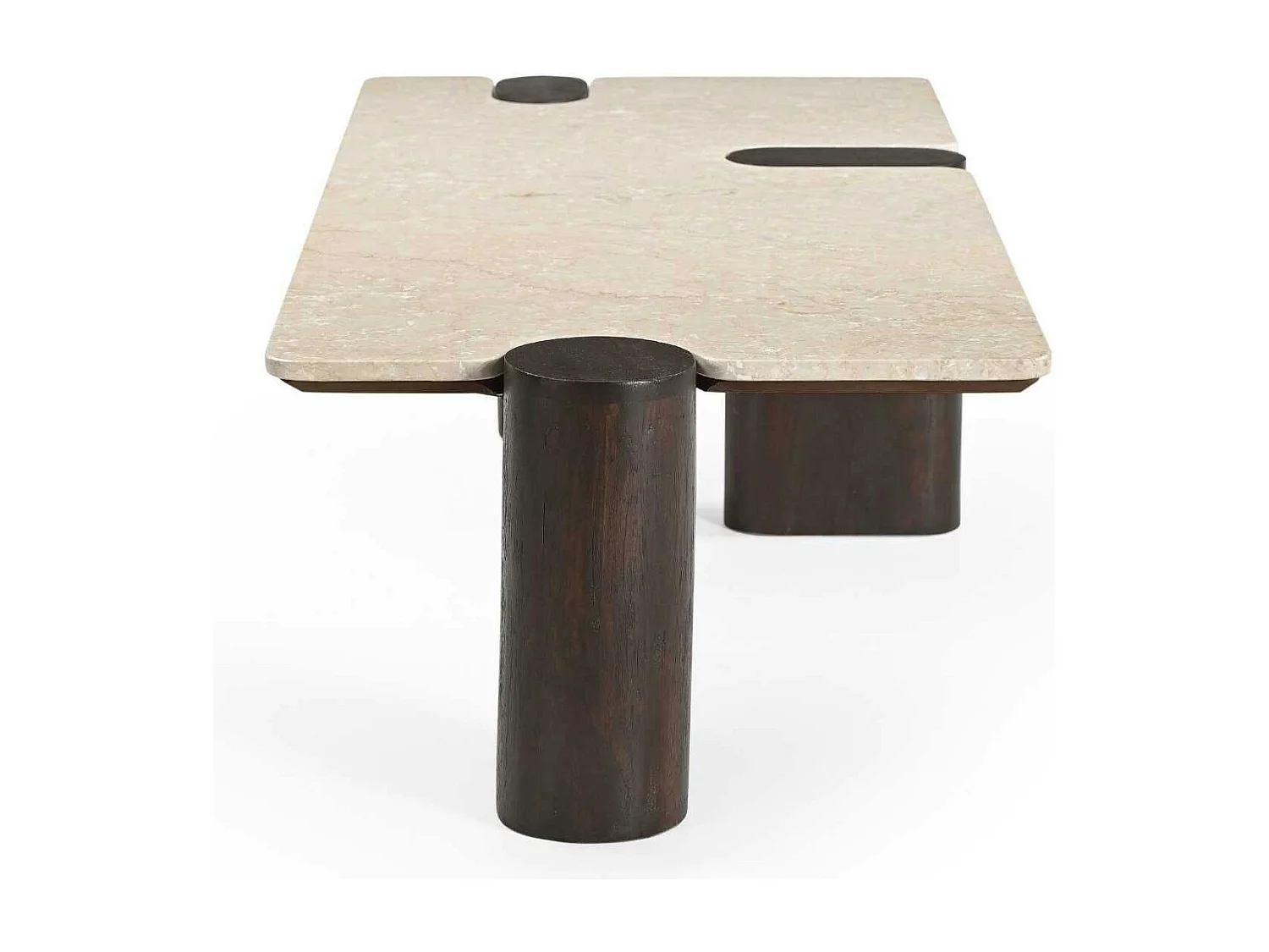 Table basse marbre et bois style puzzle DUOMO