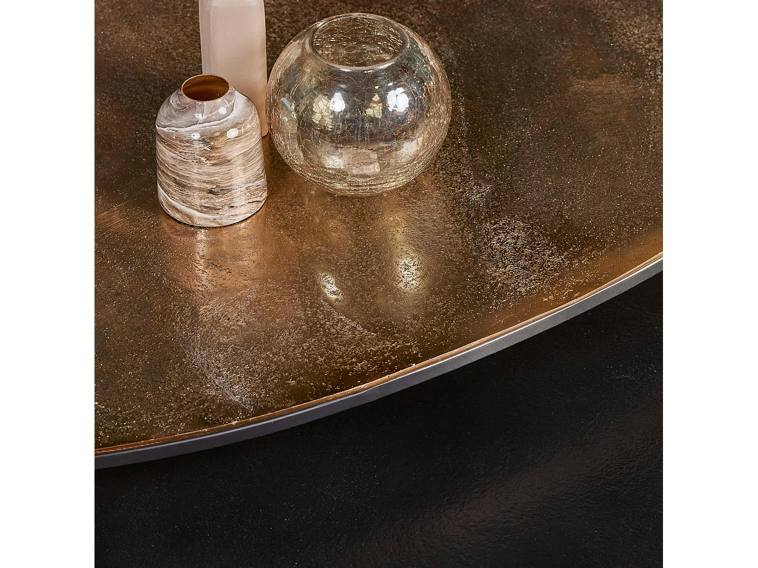 Table basse gigogne design organique noir et or (lot de 2) KANO