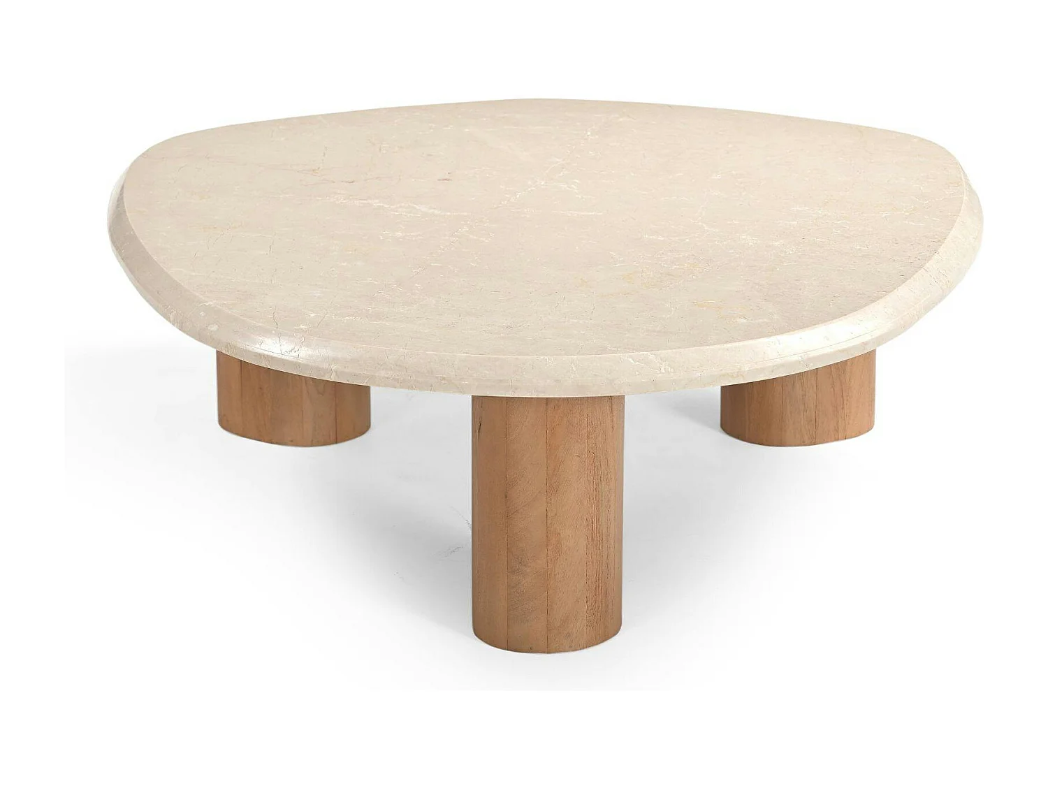Table basse travertin bois design organique 100 cm DUOMO