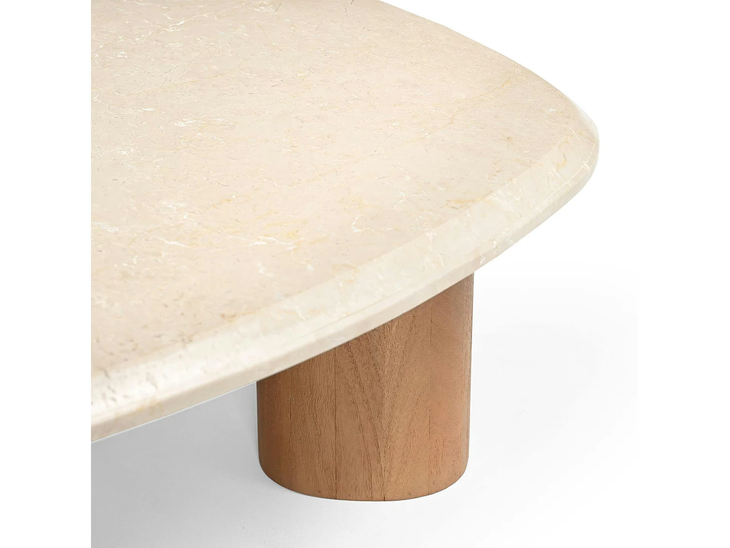 Table basse travertin bois design organique 100 cm DUOMO