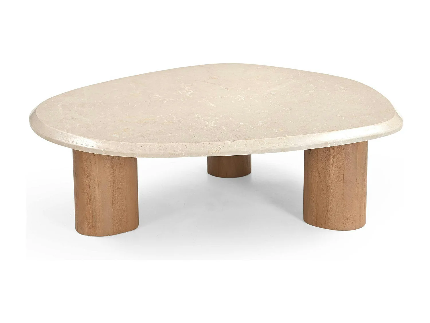 Table basse travertin bois design organique 100 cm DUOMO