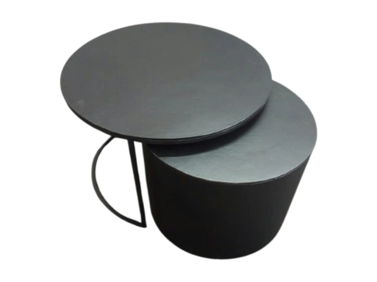Table basse gigogne noire à bloc cylindre (lot de 2) KANO
