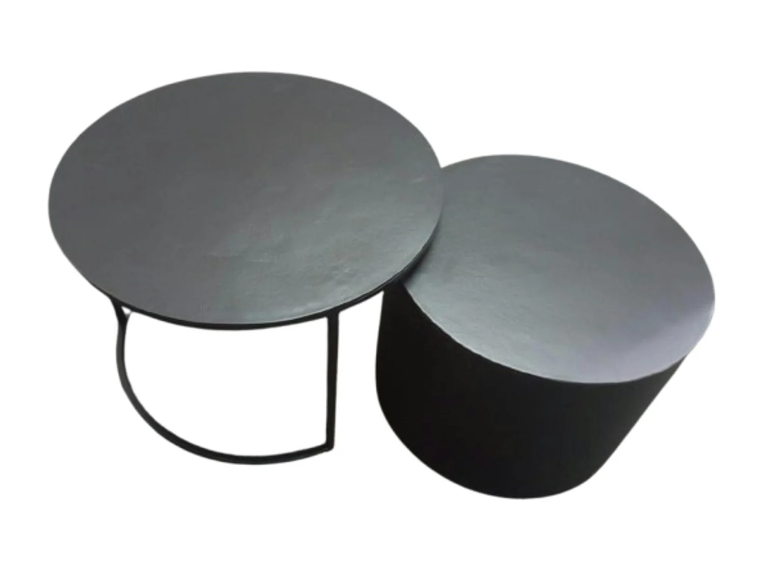 Table basse gigogne noire à bloc cylindre (lot de 2) KANO