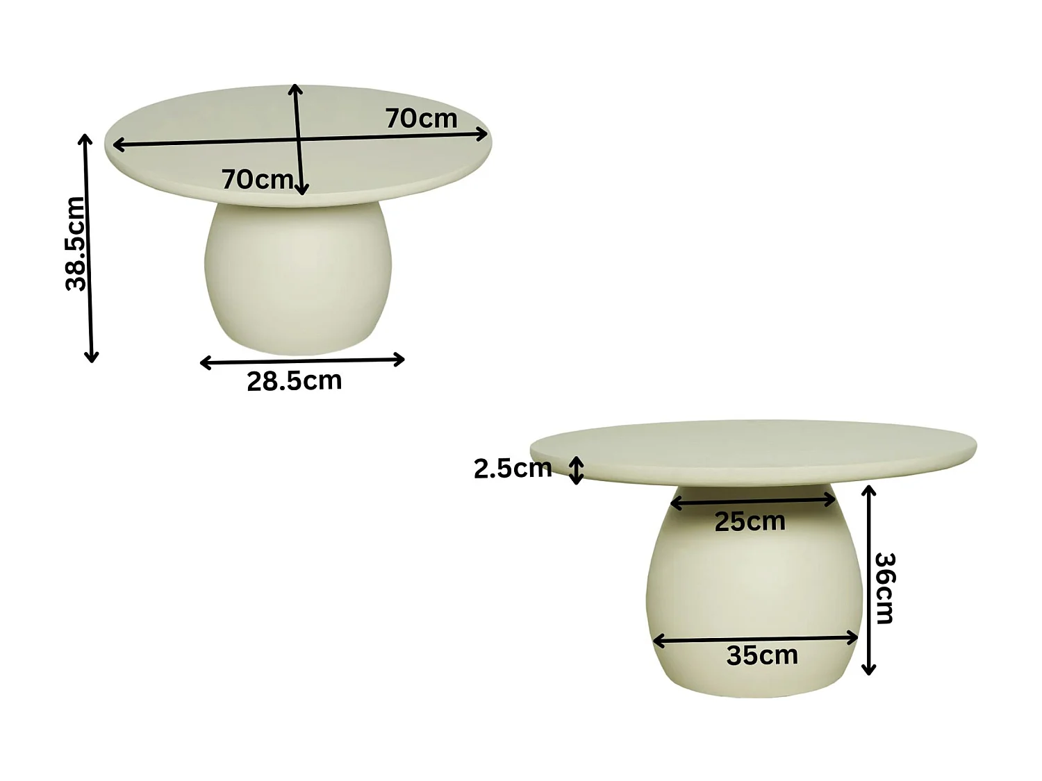 Table basse ronde en bois sable pied boule ALMA