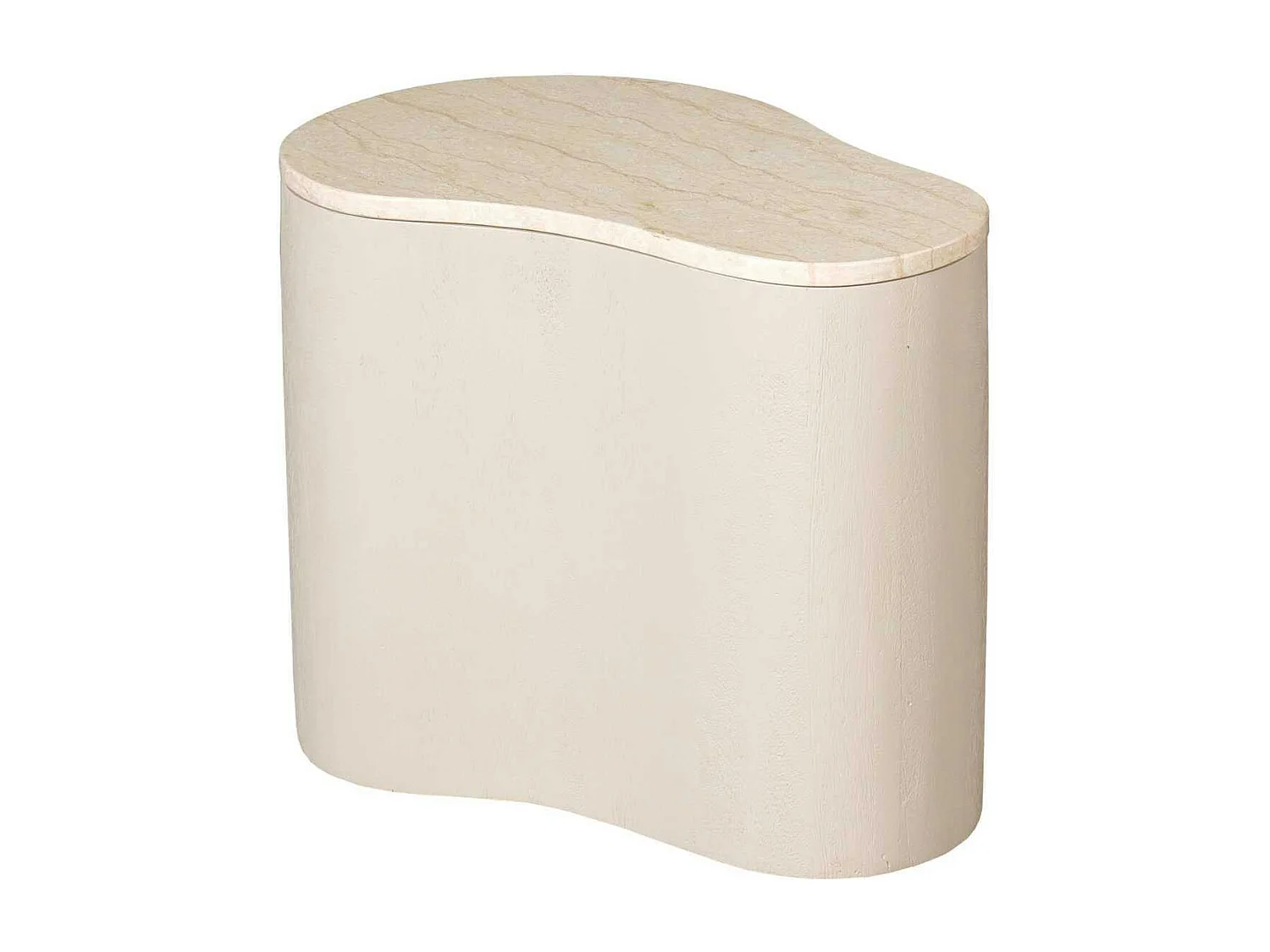 Table basse design organique marbre bois sable 50 cm DUOMO