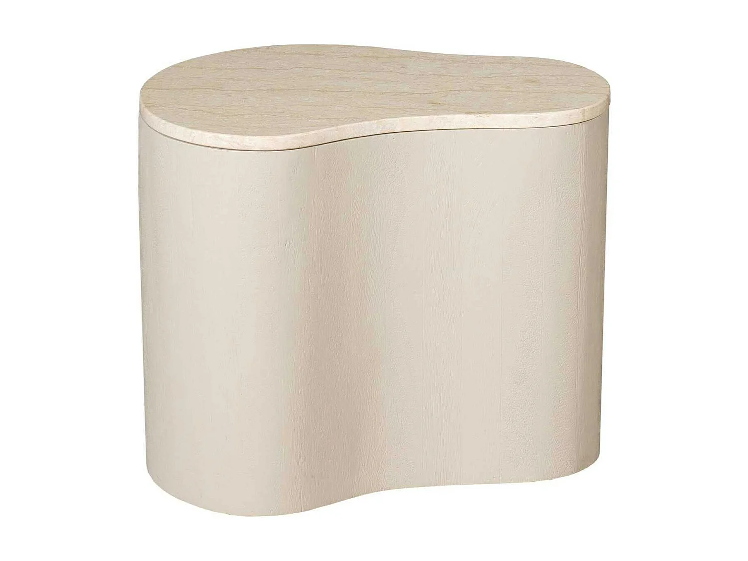 Table basse design organique marbre bois sable 50 cm DUOMO