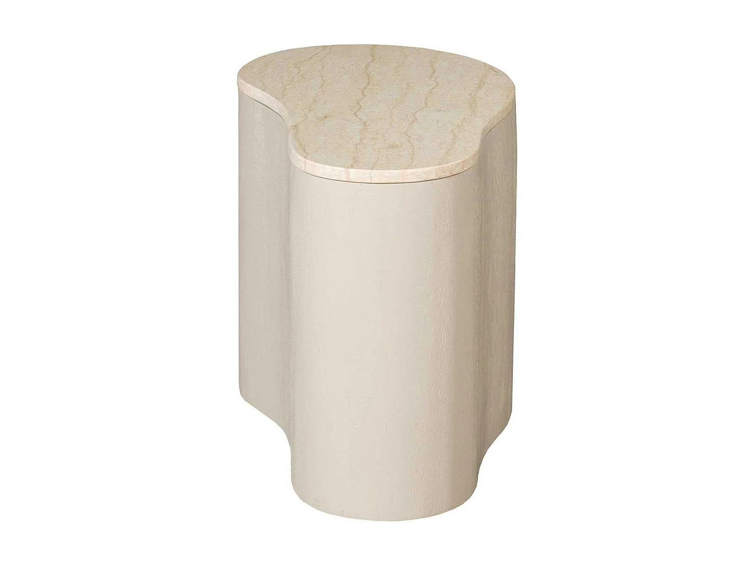 Table basse design organique marbre bois sable 50 cm DUOMO