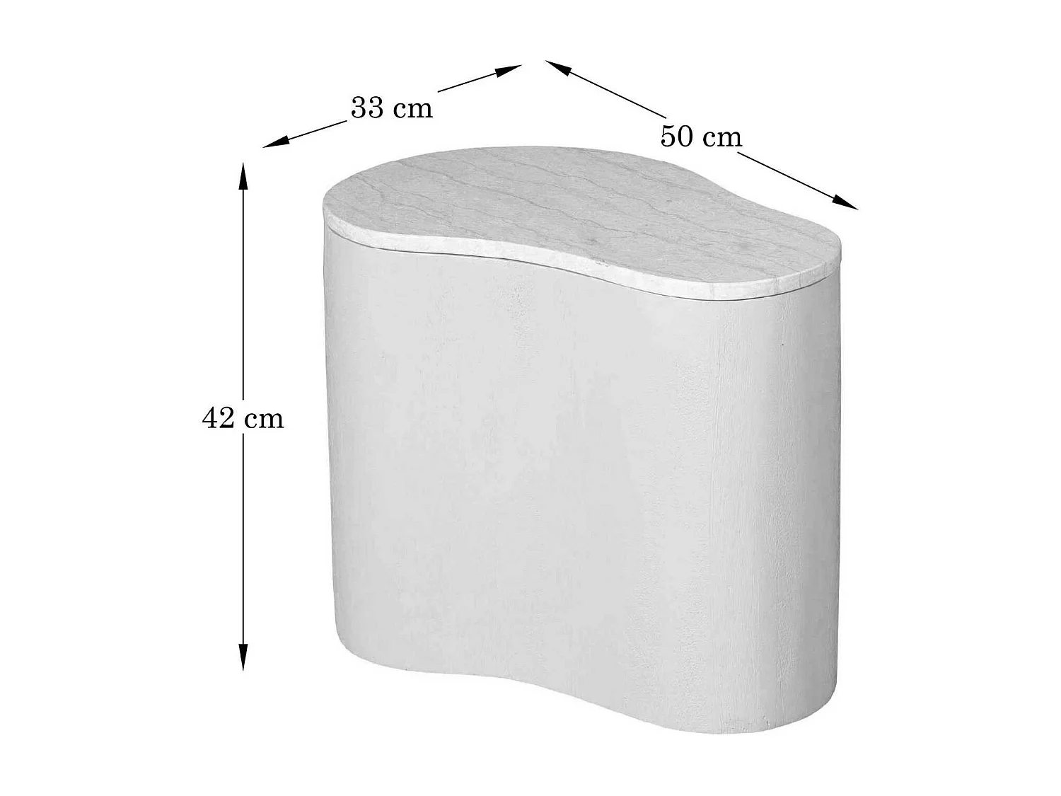 Table basse design organique marbre bois sable 50 cm DUOMO