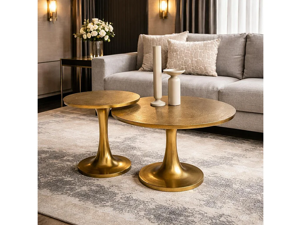 Table basse ronde dorée en aluminium Ø45 cm KANO