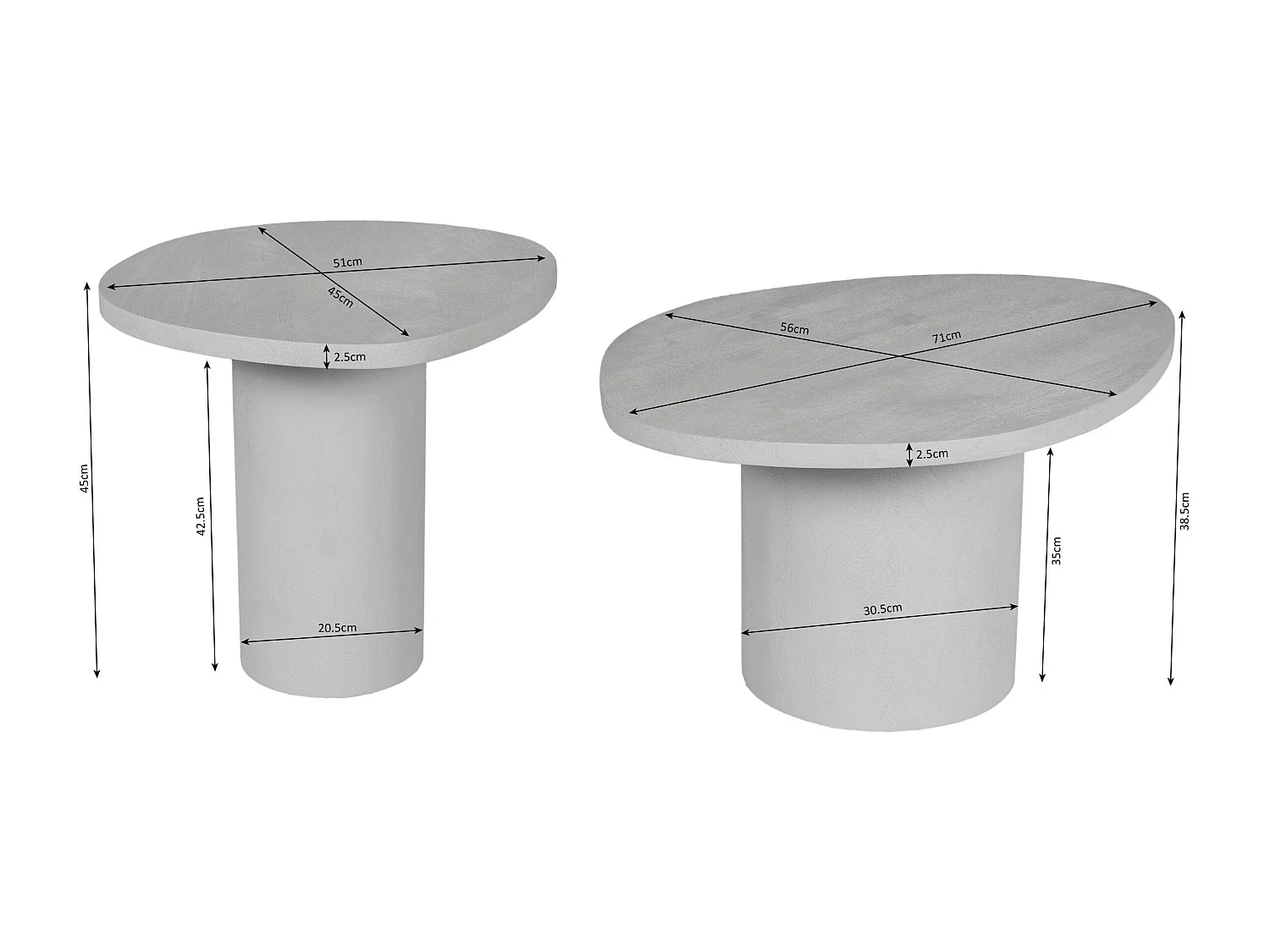 Table basse design organique en bois sable (lot de 2) ALMA