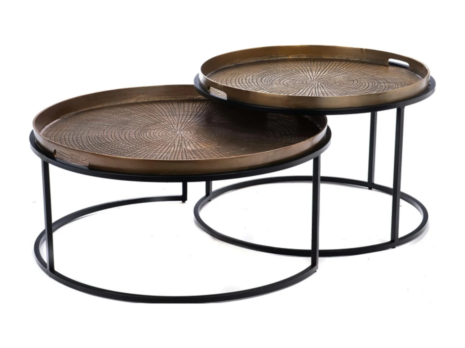 Table basse gigogne bronze à plateaux mobiles (lot de 2) KANO
