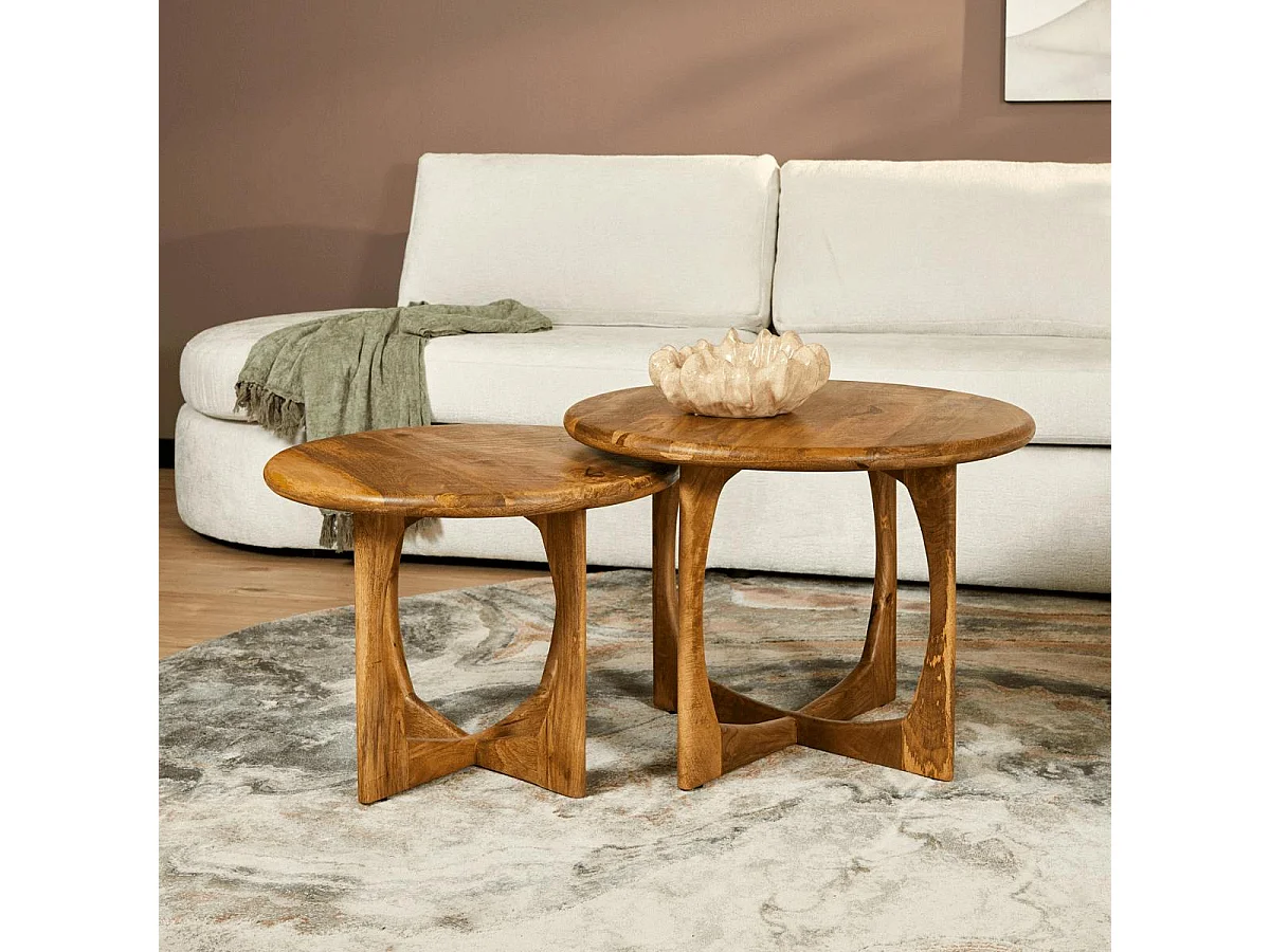 Table basse ronde à piètement ajouré Ø70 cm ALMA