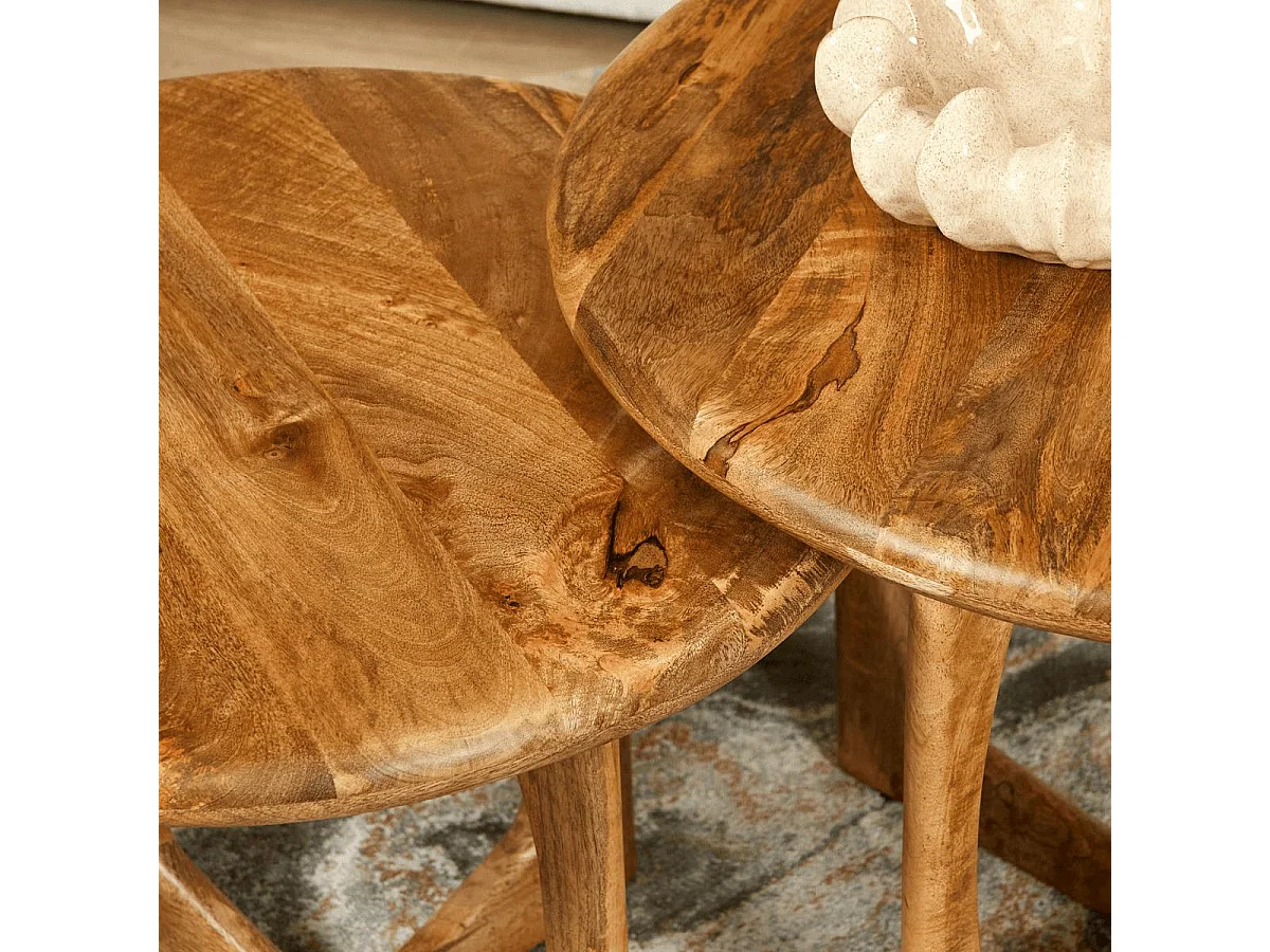 Table basse ronde à piètement ajouré Ø70 cm ALMA