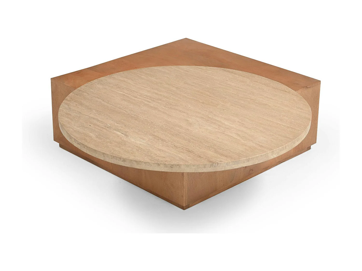 Table basse travertin et bois style design DUOMO