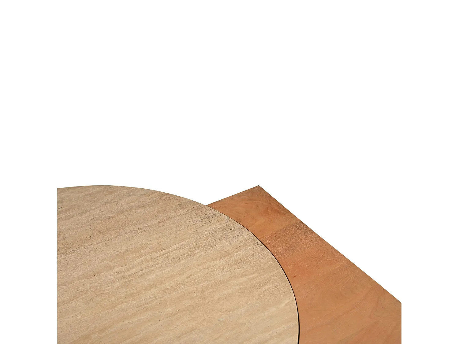 Table basse travertin et bois style design DUOMO