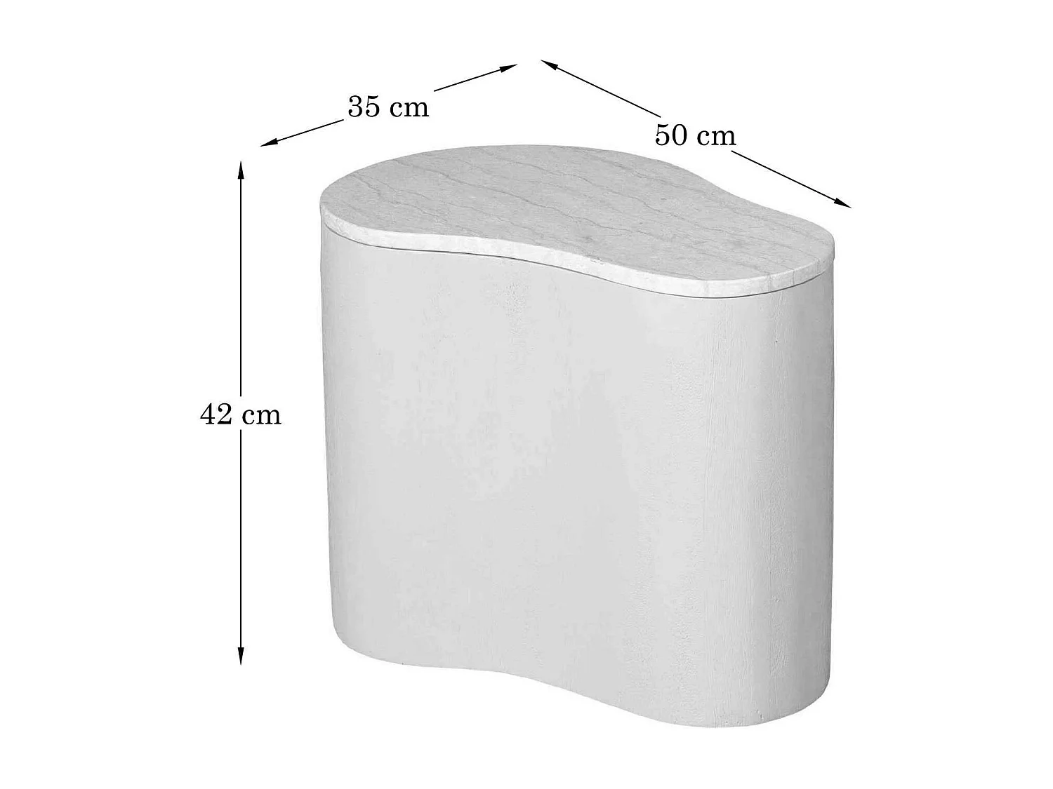 Table basse design organique marbre bois foncé 50 cm DUOMO