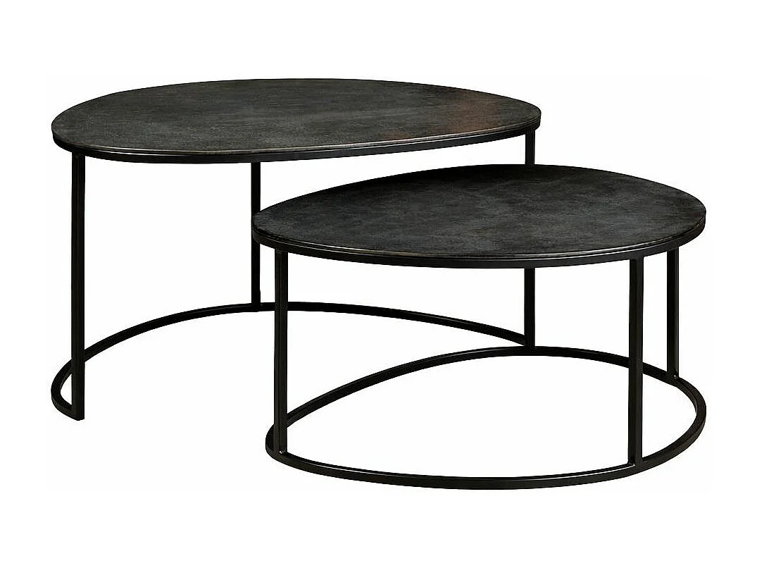 Table basse gigogne noire design organique (lot de 2) KANO