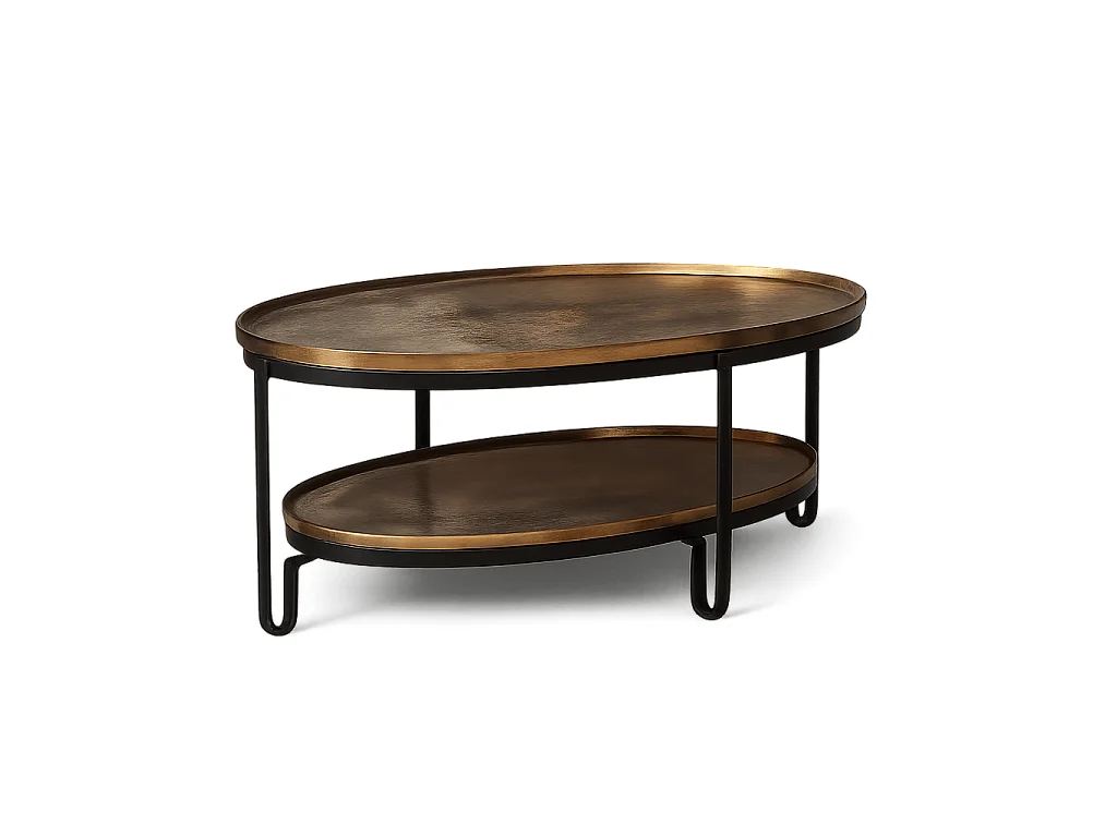 Table basse double plateau fini doré antique KANO