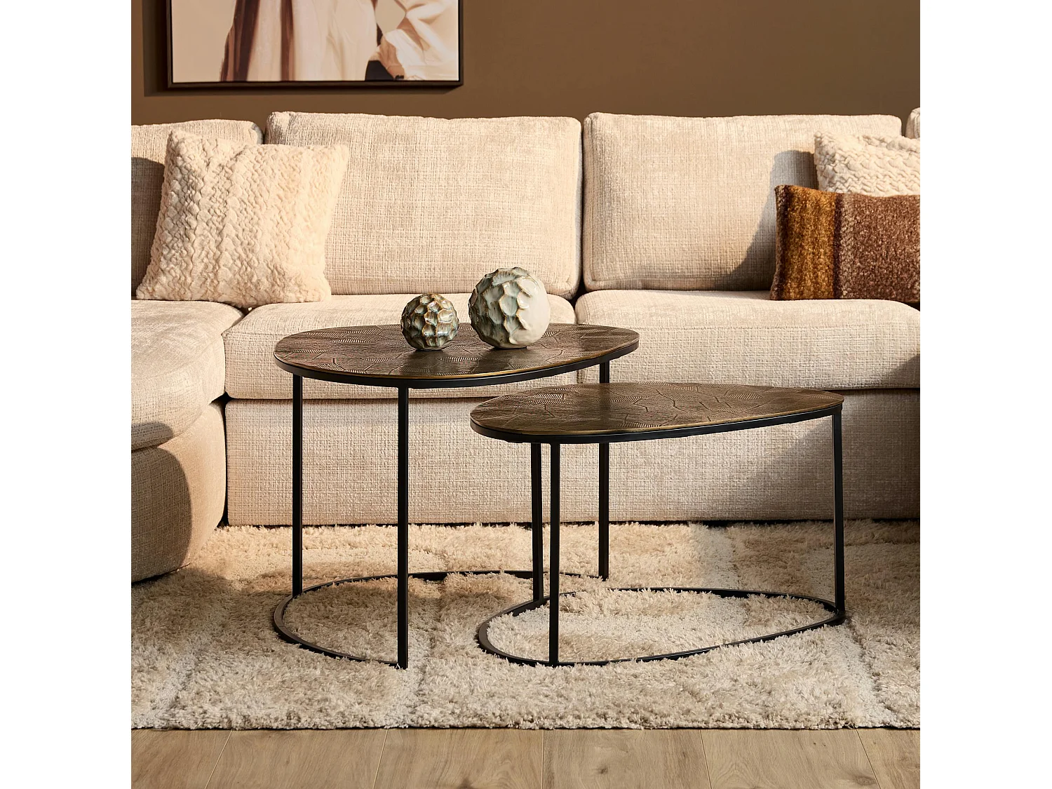 Table basse gigogne design galet organique (lot de 2) KANO