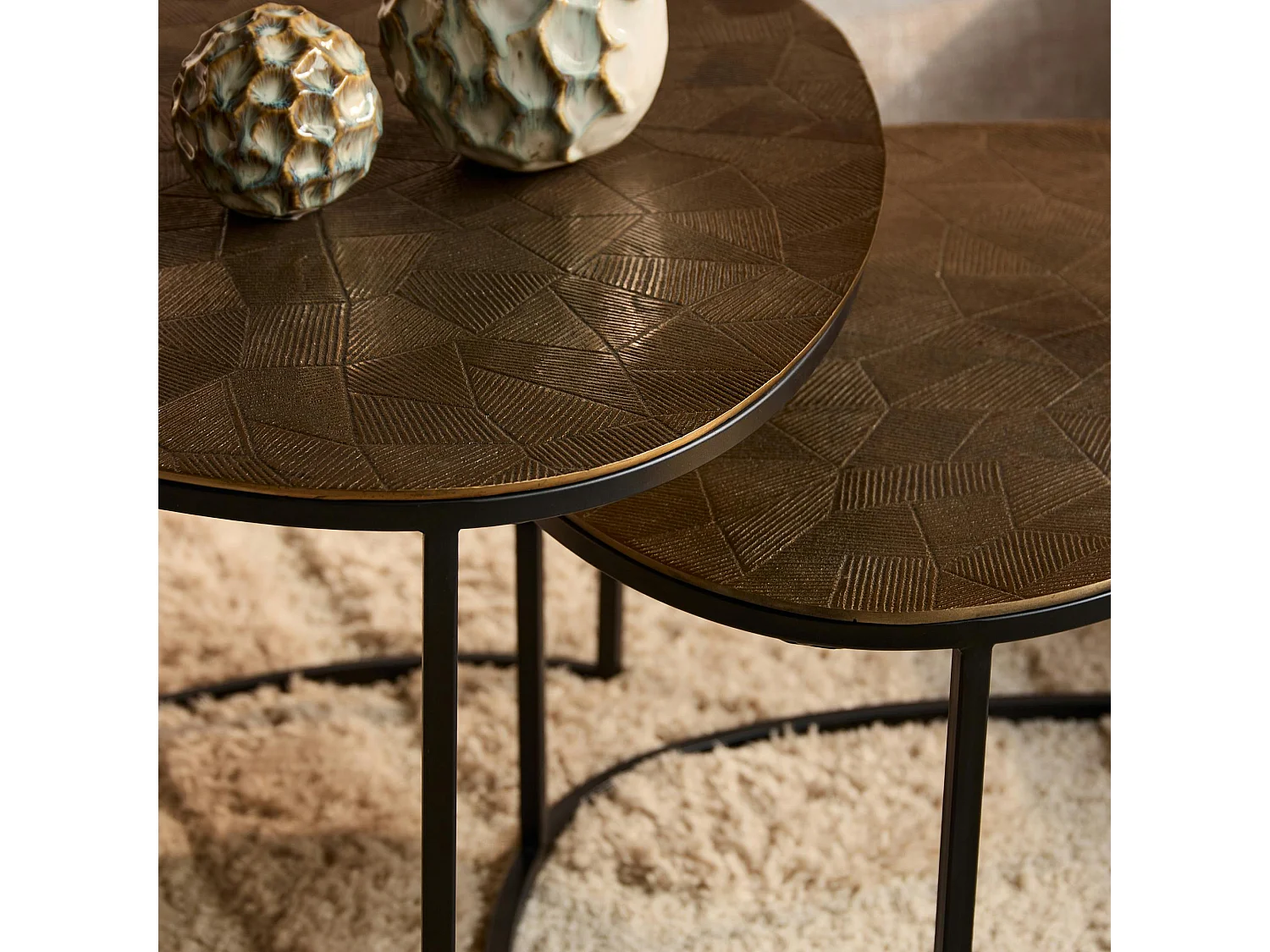 Table basse gigogne design galet organique (lot de 2) KANO