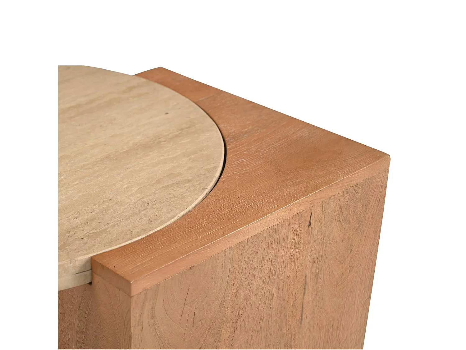 Petite table basse travertin et bois design DUOMO