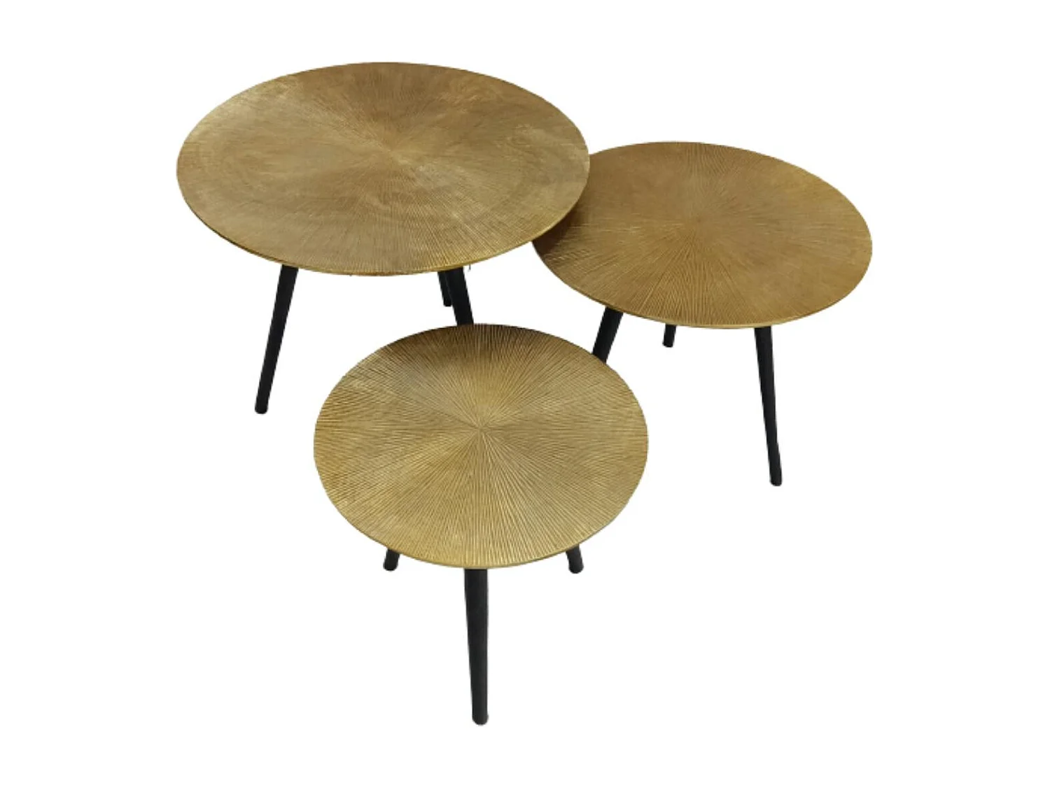 Petite table gigogne en aluminium doré à rainures (lot de 3) KANO