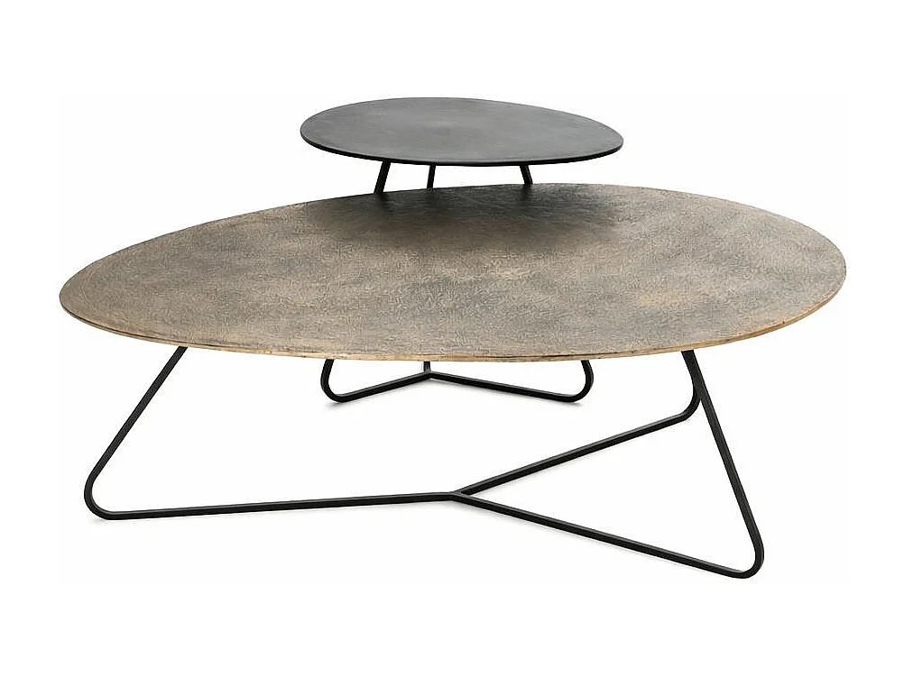 Tables de salon organiques noir et doré (lot de 2) KANO
