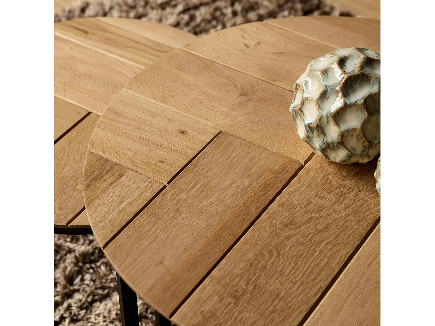 Table basse gigogne décor parquet clair (lot de 2) LEXTON