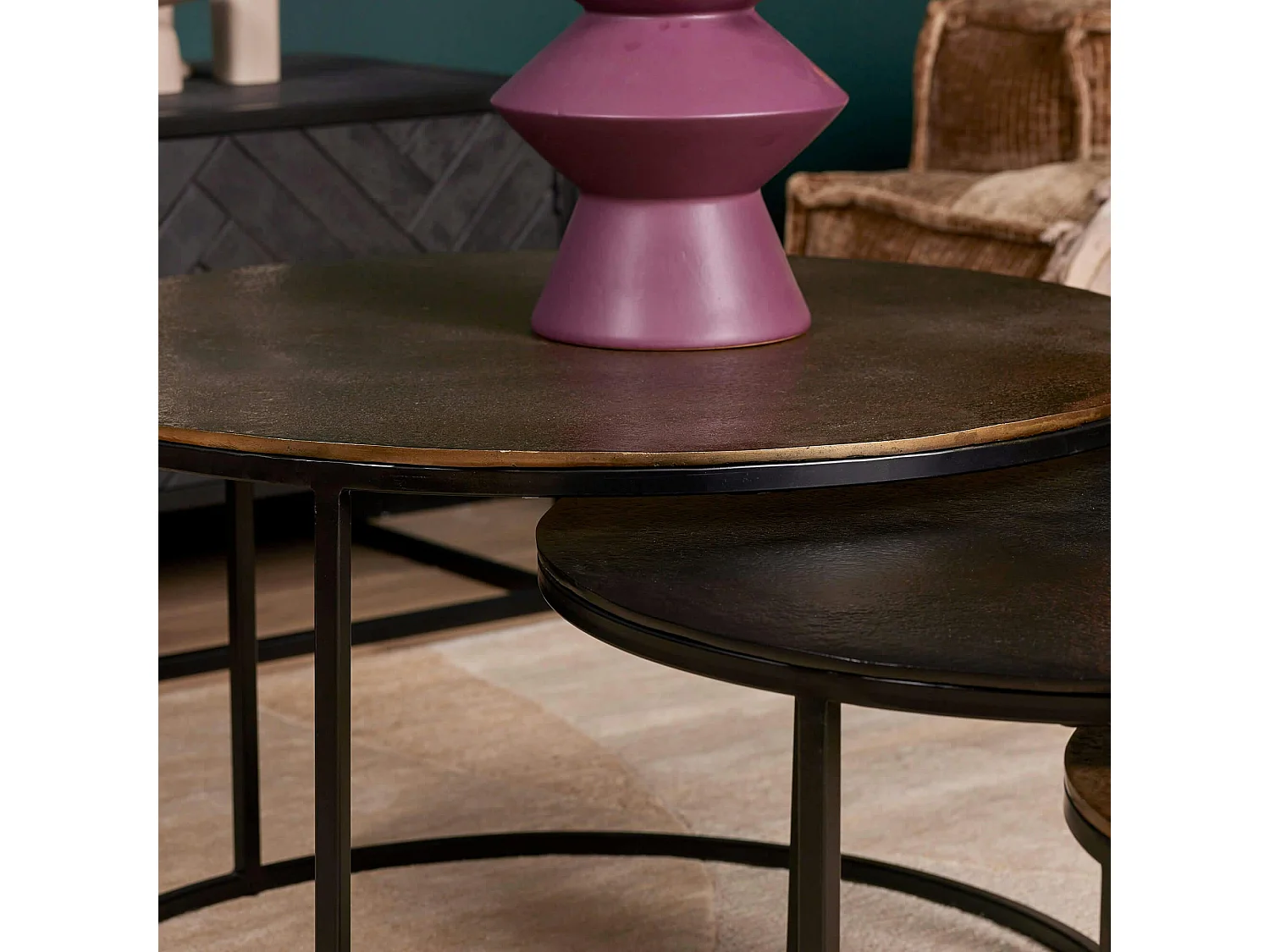 Tables basses gigognes noir et or (lot de 3) KANO