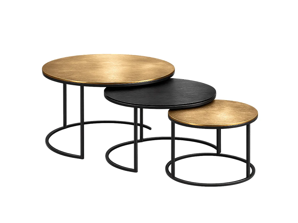 Tables basses gigognes noir et or (lot de 3) KANO